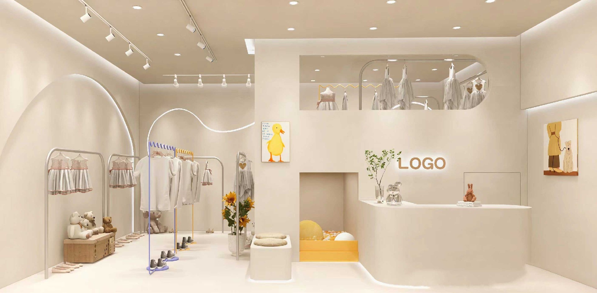 鄭州童裝店設(shè)計-童裝店鋪裝修設(shè)計效果圖