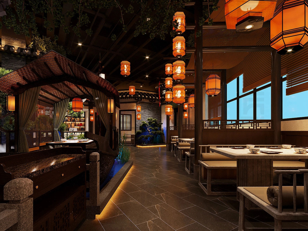 352平米中式餐廳設(shè)計裝修效果圖