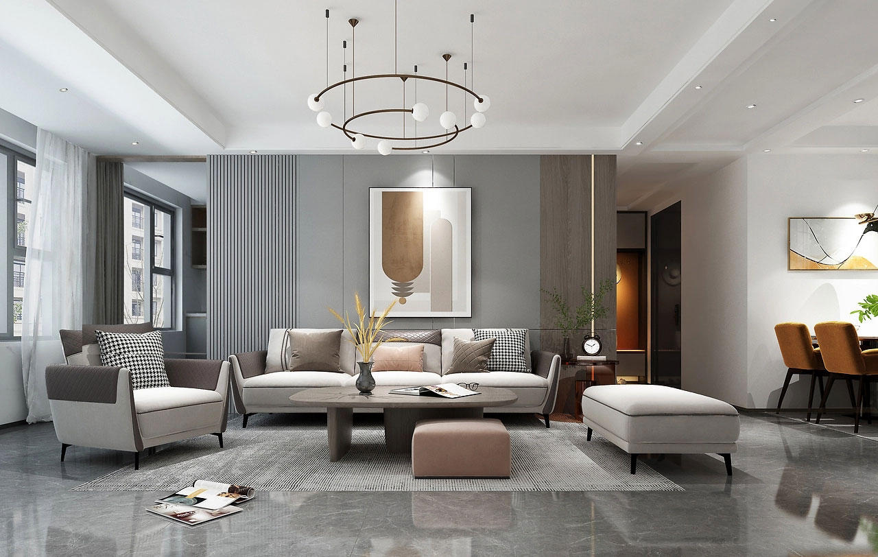 中原宸院123平米現(xiàn)代風格三居室裝修效果圖