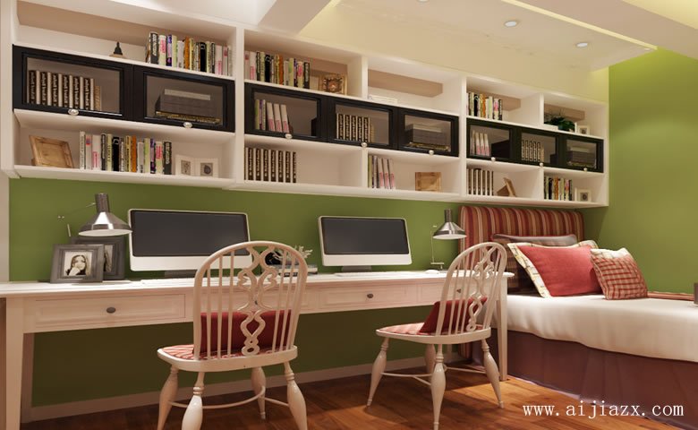 寧靜簡(jiǎn)約的美式田園風(fēng)格三居室書房裝修效果圖