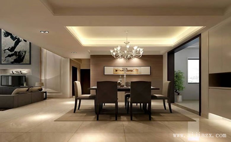 簡(jiǎn)單寧?kù)o的簡(jiǎn)約歐式風(fēng)格雙層別墅一樓餐廳裝修效果圖