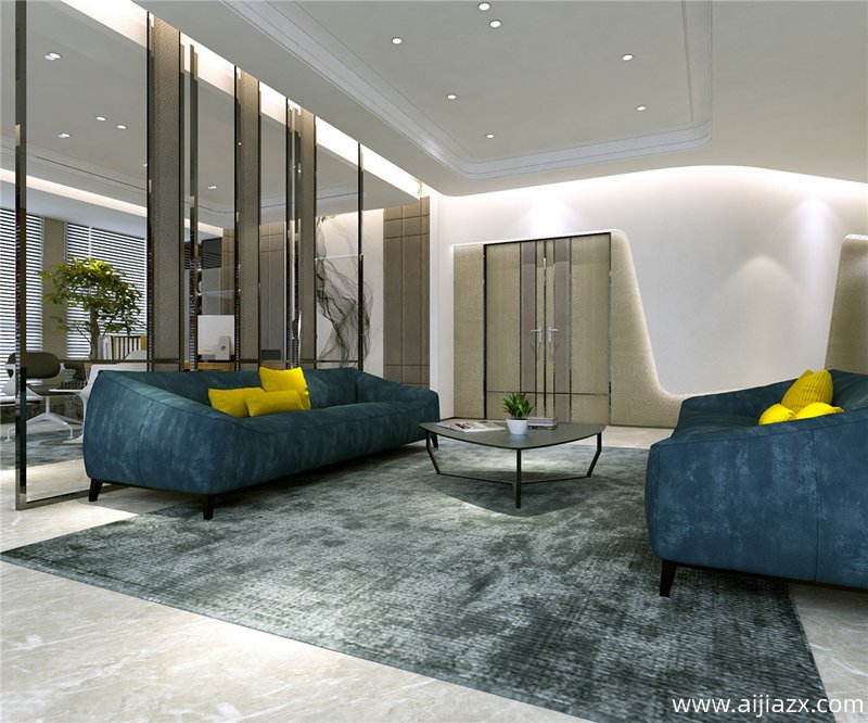 冷色調風格的鄭州辦公室裝飾設計